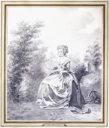Portrait of Elisabeth Louise Vigee-Lebrun Reading a Letter Seated in the Garden