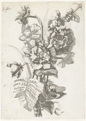 Title Page with a Bouquet of Peonies (Various Flowers Arranged in Bouquets)