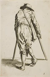 Beggar on Crutches and Wearing a Hat, seen from Back, plate five from The Beggars