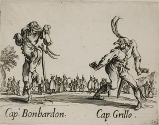 Captain Bonbardon - Captain Grillo, plate 13 from Balli di Sfessania