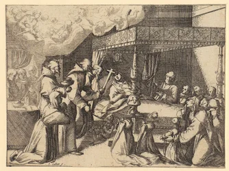 Archduchess Margaret at the Papal Audience, Plate 5 of the Series “Requiem for the Queen of Spain”