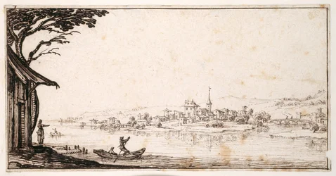 Ferrying a Passenger Across a River to a Small Town Linked by a Bridge to a Castle