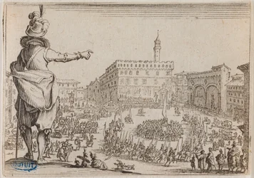 The Caprices, A Festival in the Piazza della Signoria in Florence. Forty-sixth number of the series of 50 prints engraved in Nancy (Lieure 473, Meaume 859)