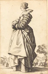 Noble Woman in Profile with her Hands in a Muff
