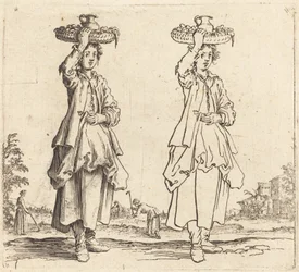 Peasant Woman with Basket on Head, Front View