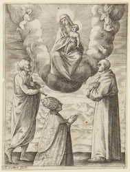 Pope Boniface VIII with St. Francis and St. Crispin Adoring the Virgin and the Infant Jesus