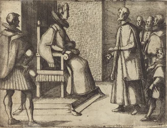 The Envoy of Tuscany thanking the Queen [verso]