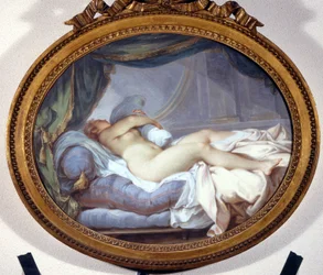 Woman Squeezing a Cushion