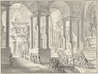 Funeral in a Fantasized Classicist Interior