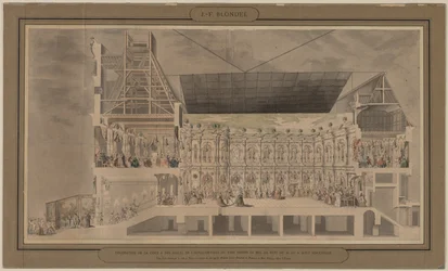 Cross Section of the Hôtel de Ville Seen in Perspective Showing the Decoration and Illumination of the Courtyard and Rooms Created on the Occasion of the Ball Given the Night of August 30 and 31, 1739