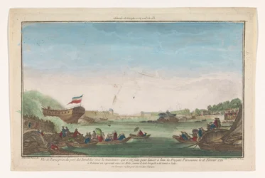 View of the Port des Invalides in Paris with the Launch of the Parisian Frigate on February 18, 1761