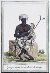 Ganga, magician doctor of Congo - in Encyclopedia of Travels by Grasset Saint Sauveur, ed. Paris 1796