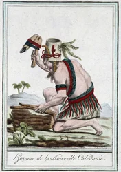 Man of New Caledonia - in Encyclopedia of Travels by Grasset St Sauveur, ed. 1796