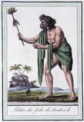 Priest of the Sandwich Islands - in Encyclopedia of Travels by Grasset Saint Sauveur, ed. Paris 1796
