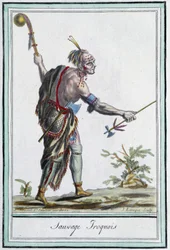 Iroquois Savage - in Encyclopedia of Travels by Grasset St Sauveur, Paris