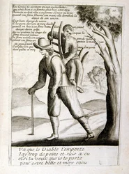 17th century engraved illustration from a collection of proverbs by Jacques Lagniet