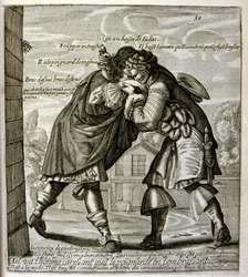 17th century engraved illustration from a collection of proverbs by Jacques Lagniet