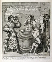 17th century engraved illustration from a collection of proverbs by Jacques Lagniet