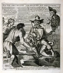 17th Century Engraved Illustration from a Collection of Proverbs