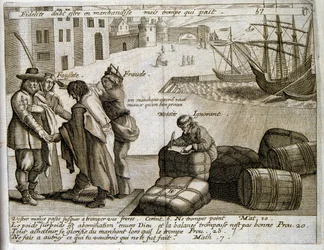 17th Century Engraved Illustration from a Collection of Proverbs