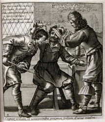 17th Century Engraved Illustration from a Collection of Proverbs