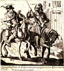 Don Quixote on Rossinante, Accompanied by Sancho Panza on His Donkey Grison, c. 1640 (illustration)