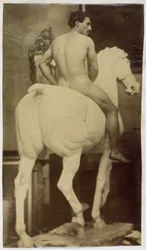 Study of a Male Nude Model, Sitting on a Plaster Horse, in the Studio of Jacques de Lalaing, Possibly Preliminary Study for Equestrian Portrait, Museum of Fine Arts Ghent