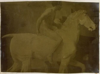Study of a Male Nude Model, Seated on a Plaster Horse, in the Studio of Jacques de Lalaing, Possibly Preliminary Study for Equestrian Portrait, Museum of Fine Arts Ghent