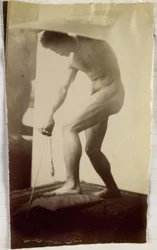 Study of a male nude model in the studio of Jacques de Lalaing