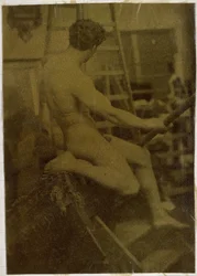 Study of a Male Nude Model, Seen from the Back, in the Studio of Jacques de Lalaing