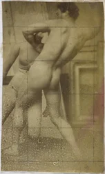 Study of a Male Nude Model, Standing, Seen from the Back and Wrestling with Mannequin, in the Studio of Jacques de Lalaing, Possibly Preliminary Study for the Painting The Wrestlers