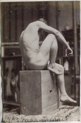 Study of a Male Nude Model, Sitting and Seen from the Side, in the Studio of Jacques de Lalaing