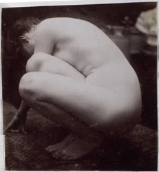 Study of a Female Nude Model, Seen from the Side, in the Studio of Jacques de Lalaing, Preliminary Study for Element for a Fountain in Musee des Beaux Arts, Tournai and for Circular Fountain