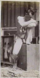 Study of a Sitting Male Nude Model in the Studio of Jacques de Lalaing