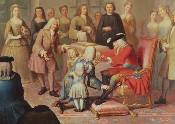 Philip V of Spain gives the Golden Fleece to the Marshal of Tesse as French Ambassador to Spain in 1724