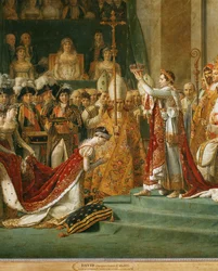 Coronation of Napoleon I, Empress Josephine on her knees before Napoleon ...
