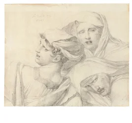 Three Women in Classical Dress, Bust Length, with Anguished Expressions