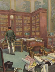 Napoleon Bonaparte Consulting Maps in His Study