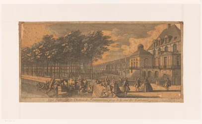 View of an Avenue at the Cour de la Fontaine of Fontainebleau Castle