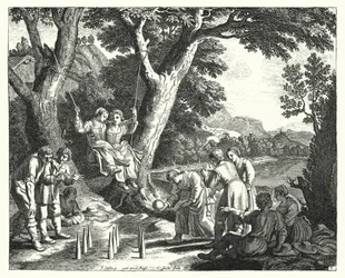 Peasants relaxing (engraving)