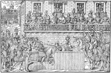 The tournament where Henri II is mortally wounded, 1559