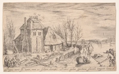 Winter Landscape with Ice Skaters