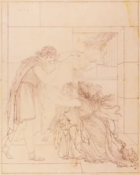 Andromaque at Feet of Pyrrhus, Illustration for Andromaque by Jean Racine