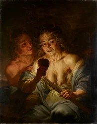 An Old Woman Holding a Heart: 