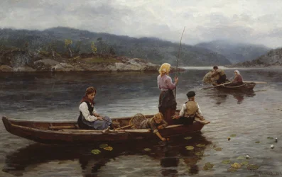 People fishing at the lake