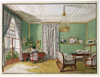 A Lady at her Writing Desk in a Biedermeier Sitting Room, c. 1821