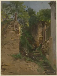 Garden Stairway between Two Walls