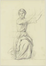Kneeling Girl Raising Her Arms