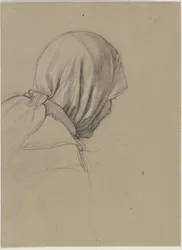 Rear View of a Woman with a Headscarf