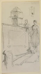 Figures by a fountain